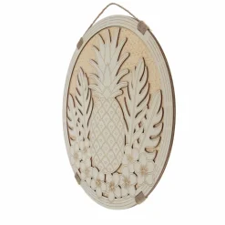 15.5" Pineapple DIY Round Plywood & Woven Straw Plaque by Make Market®
