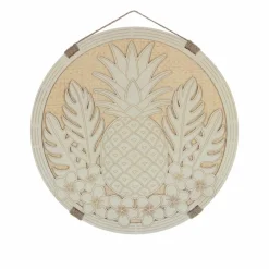 15.5" Pineapple DIY Round Plywood & Woven Straw Plaque by Make Market®