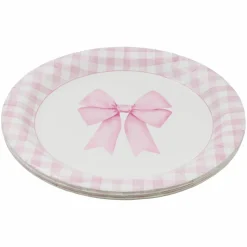 9" Pink Bow & Gingham Dinner Plates, 10ct. by Celebrate Itâ„¢