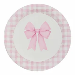 9" Pink Bow & Gingham Dinner Plates, 10ct. by Celebrate It™