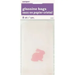 Pink Bunny Easter Glassine Treat Bags 8ct