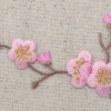 Pink Cherry Blossom - Left Embroidered, Iron on Patch