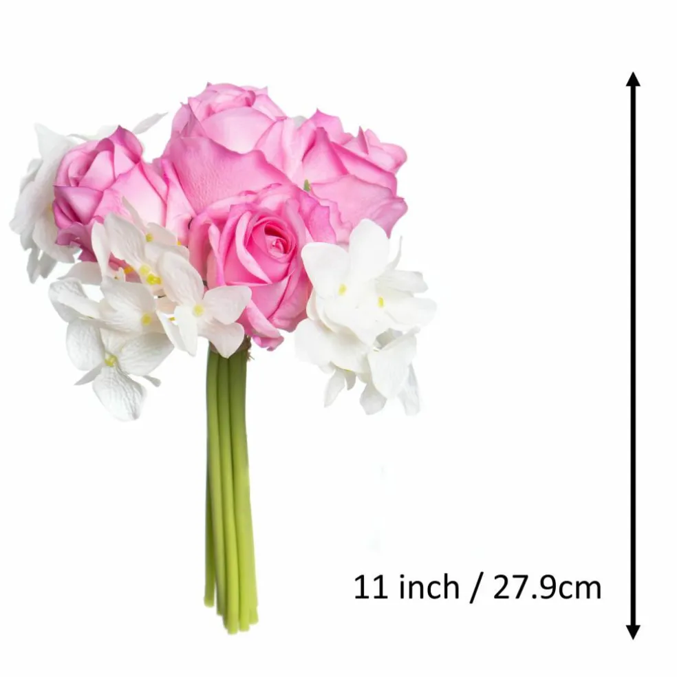 11" Pink & Cream Rose & Hydrangea Real Touch Deluxe Bush by Ashland®