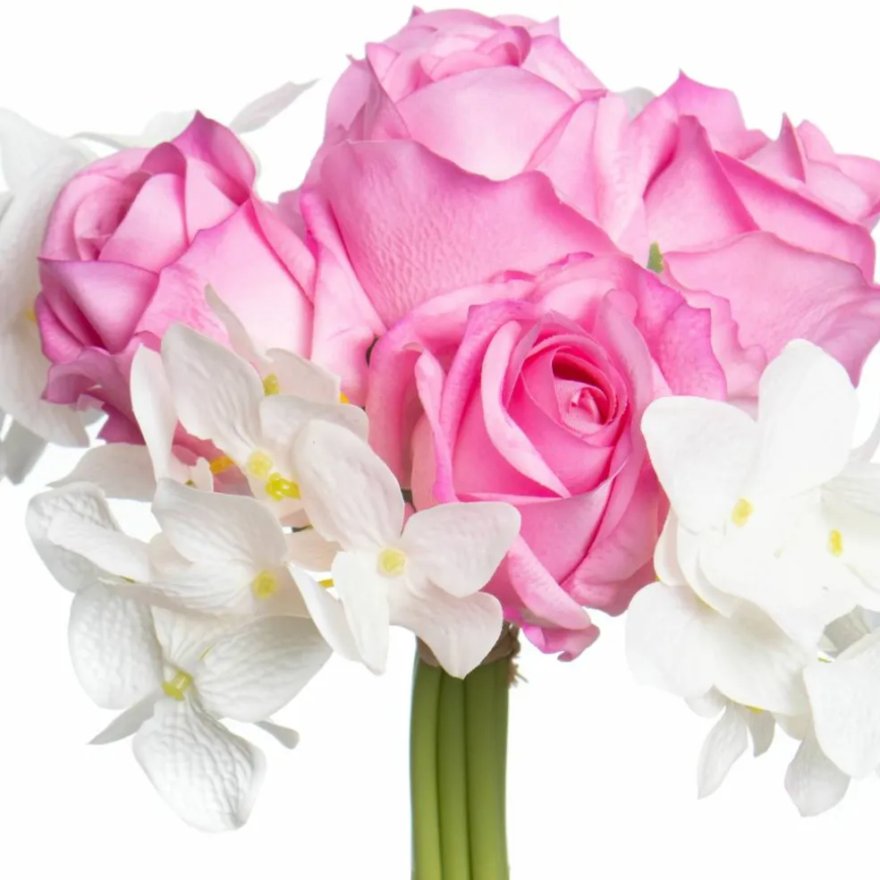 11" Pink & Cream Rose & Hydrangea Real Touch Deluxe Bush by Ashland®