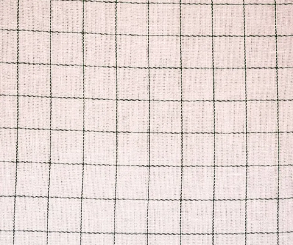 Pink-Deep Gray-White Spence Bryson Check Grid Irish Linen Woven Fabric By the Yard