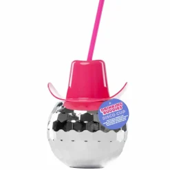 Pink Disco Cowboy Hat Cup with Straw