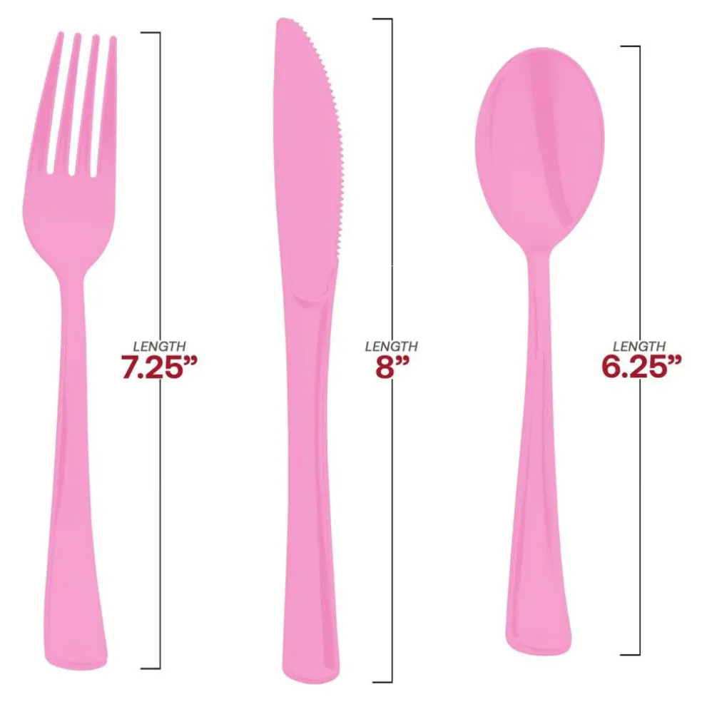 Pink Disposable Plastic Party Cutlery Set (600 Guests)