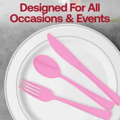 Pink Disposable Plastic Party Cutlery Set (600 Guests)