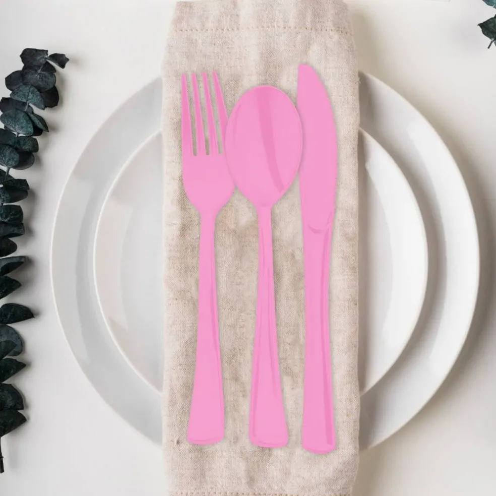 Pink Disposable Plastic Party Cutlery Set (600 Guests)