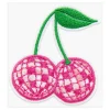Pink Embroidered Disco Cherries Iron-On & Adhesive Patch by Make Market®