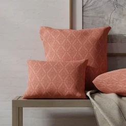 Pink Fade Resistant Diamond Woven Pattern Upholstery Fabric by The Yard - SKU: Waverly Rose