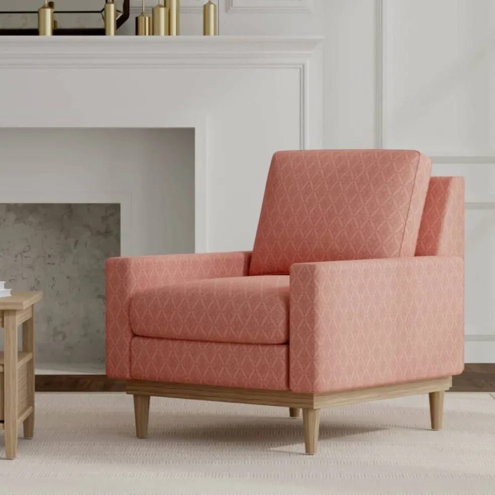 Pink Fade Resistant Diamond Woven Pattern Upholstery Fabric by The Yard - SKU: Waverly Rose
