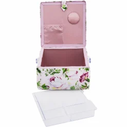 Pink Floral Square Sewing Basket by Loops & Threads®