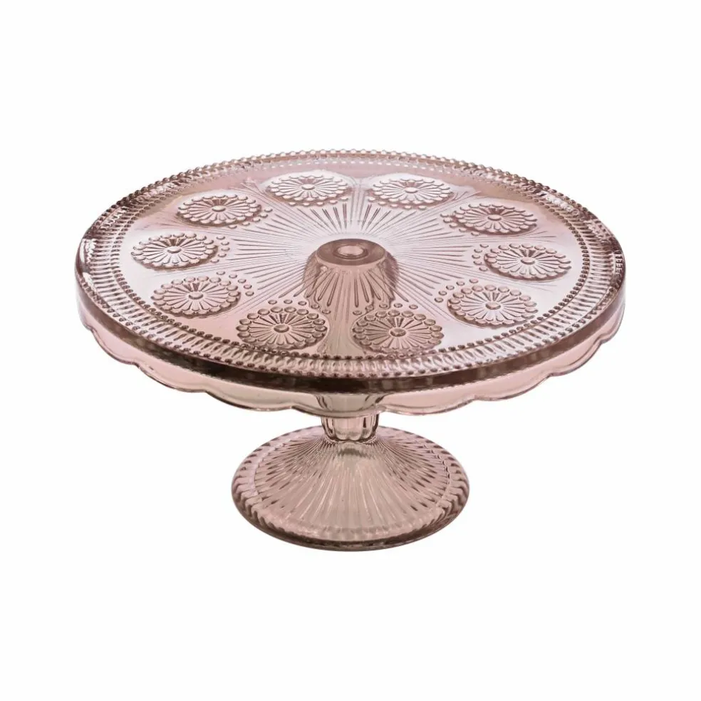 10" Pink Glass Cake Stand by Celebrate It™
