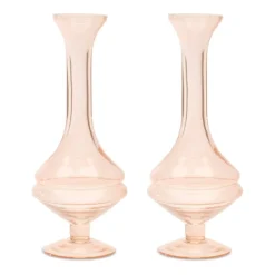 Pink Glass Stem Vase Set