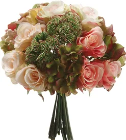 Pink & Green Hydrangea, Rose & Sedum Bouquet