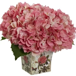 9'' Pink Hydrangea Arrangement in Floral Planter