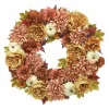 26" Pink Mum & Dahlia Wreath with Cream Pumpkins by Ashland®