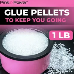 Pink Power Electric Hot Glue Pot for Crafts with 1lb Pellets, Hot Melt Glue Skillet for Crafting - Adjustable Temp 225-400 F 160ml