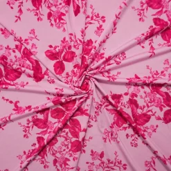 Pink-Red Poly Spandex Stretch Floral Printed Jersey Knit Fabric By the Yard