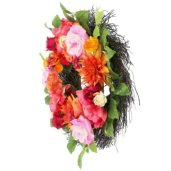 26" Pink Rose & Orange Dahlia Real Touch Wreath by Ashland®