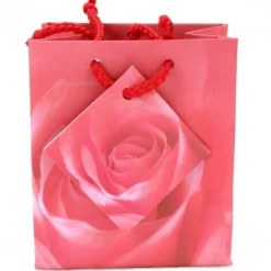 20 Pink Rose Shopping Tote Gift Bags & Card 3 1/2