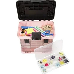 Pink Tool Box – Durable Tackle Box Organizer with 4 Compartments for Hardware, Fishing Tackle, Beads, Hair Accessories and More by Stalwart