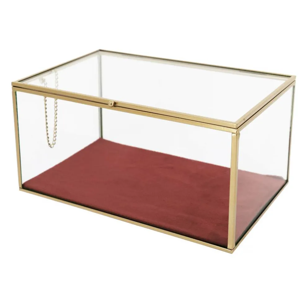 Pink Velvet Decorative Glass Box by Ashland®