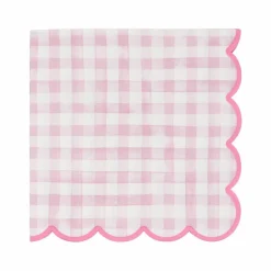 Pink & White Gingham Scallop Lunch Napkins, 20ct. by Celebrate It™