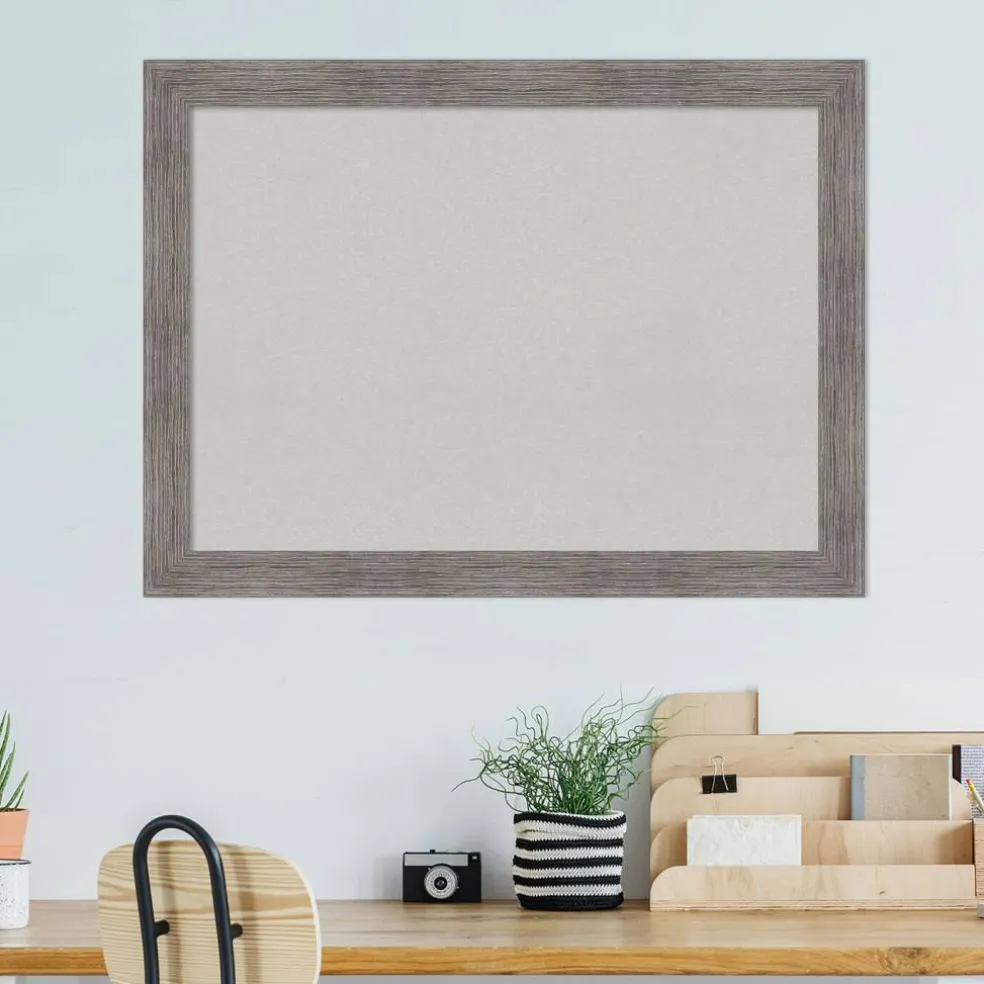 Pinstripe Plank Grey Narrow Framed Corkboard, Grey Cork