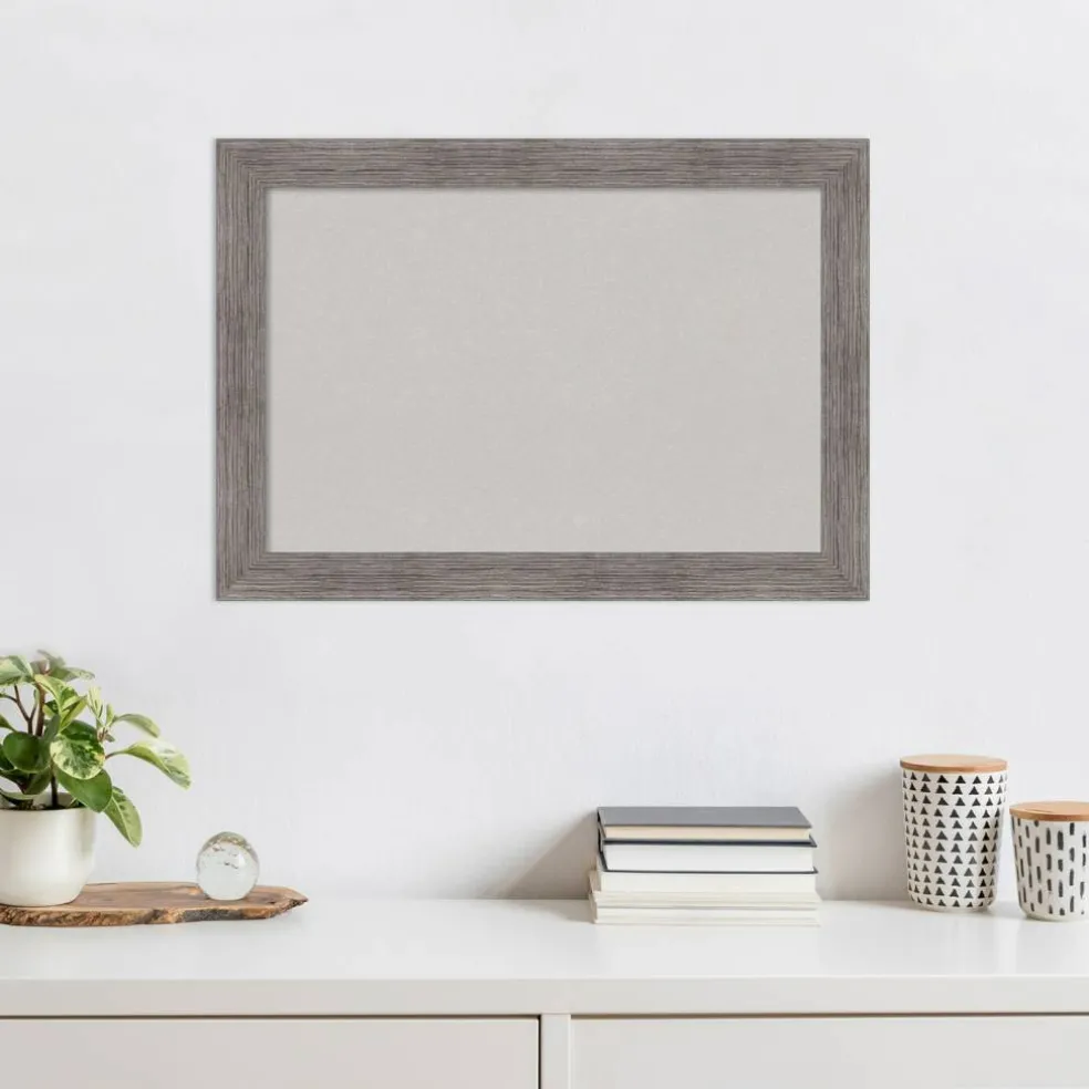 Pinstripe Plank Grey Narrow Framed Corkboard, Grey Cork