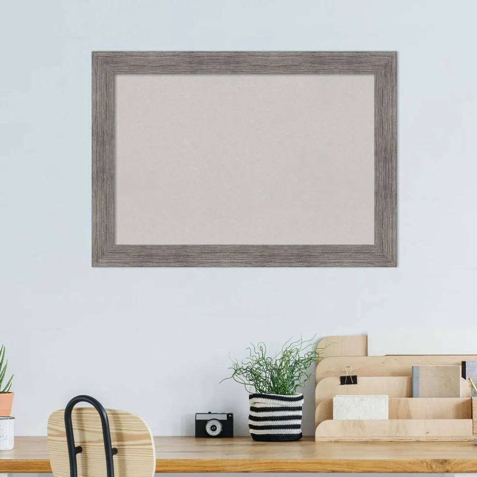 Pinstripe Plank Grey Narrow Framed Corkboard, Grey Cork