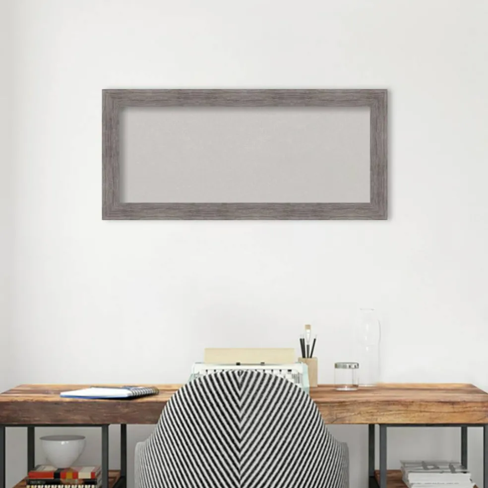 Pinstripe Plank Grey Narrow Framed Corkboard, Grey Cork