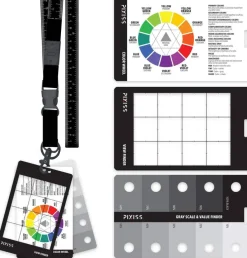 Pixiss Grey Scale Value Finder, Color Wheel, Artists View Catcher on Lanyard
