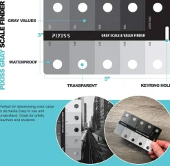 Pixiss Grey Scale Value Finder, Color Wheel, Artists View Catcher on Lanyard