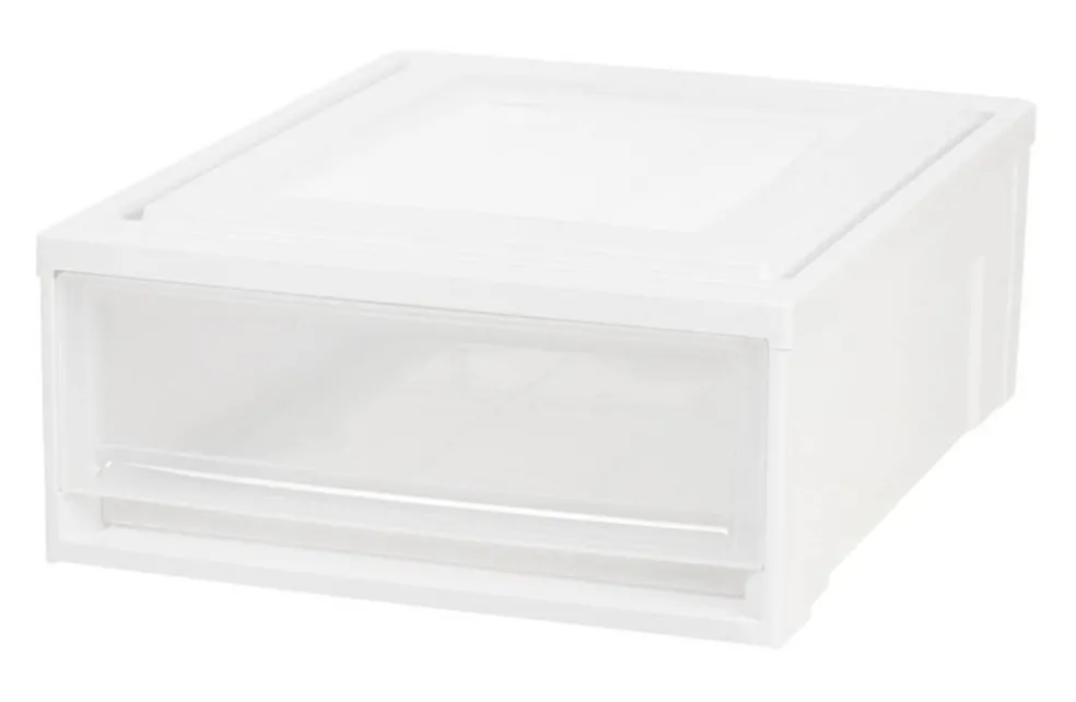 Plastic Clear Stackable Modular Shallow Storage Drawers Chest Box