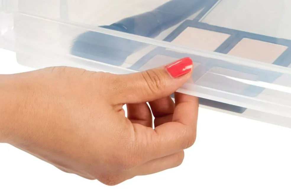 Plastic Clear Stackable Modular Shallow Storage Drawers Chest Box