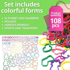 Plastic Cookie Cutter Set Alphabet, Numbers & Holiday Shapes 108 Pieces