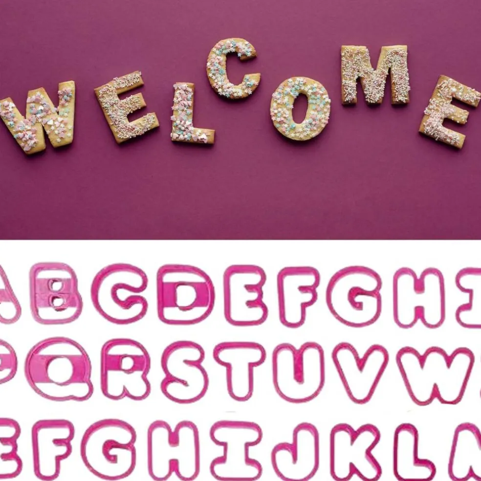 Plastic Cookie Cutter Set Alphabet, Numbers & Holiday Shapes 108 Pieces