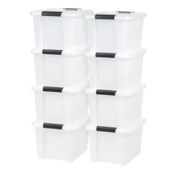 Plastic Storage Bins with Lids and Secure Latching Buckles Natural - 8 Pack