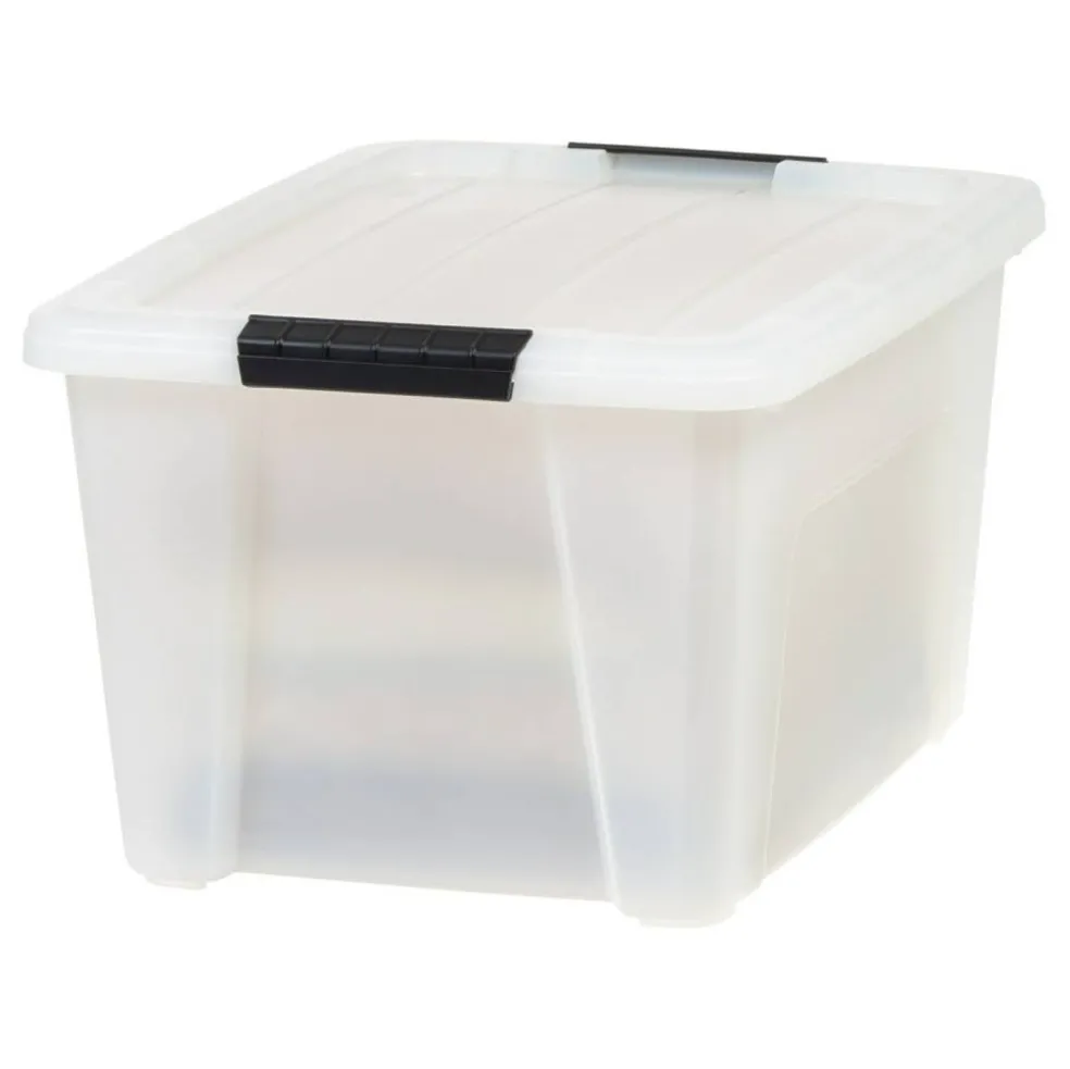 Plastic Storage Bins with Lids and Secure Latching Buckles Natural - 8 Pack