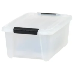Plastic Storage Bins with Lids and Secure Latching Buckles Natural - 8 Pack