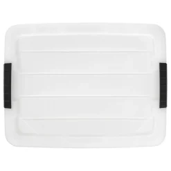 Plastic Storage Bins with Lids and Secure Latching Buckles Natural - 8 Pack
