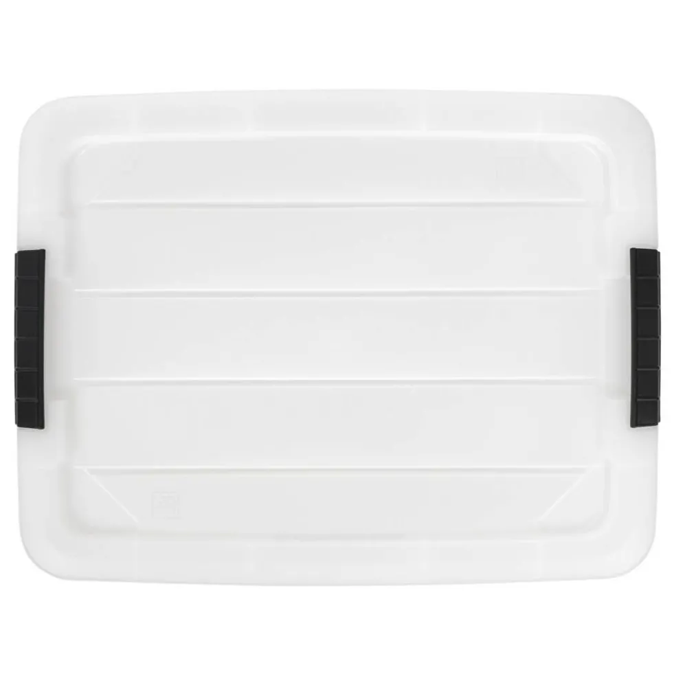 Plastic Storage Bins with Lids and Secure Latching Buckles Natural - 8 Pack