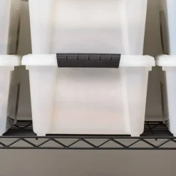 Plastic Storage Bins with Lids and Secure Latching Buckles Natural - 8 Pack