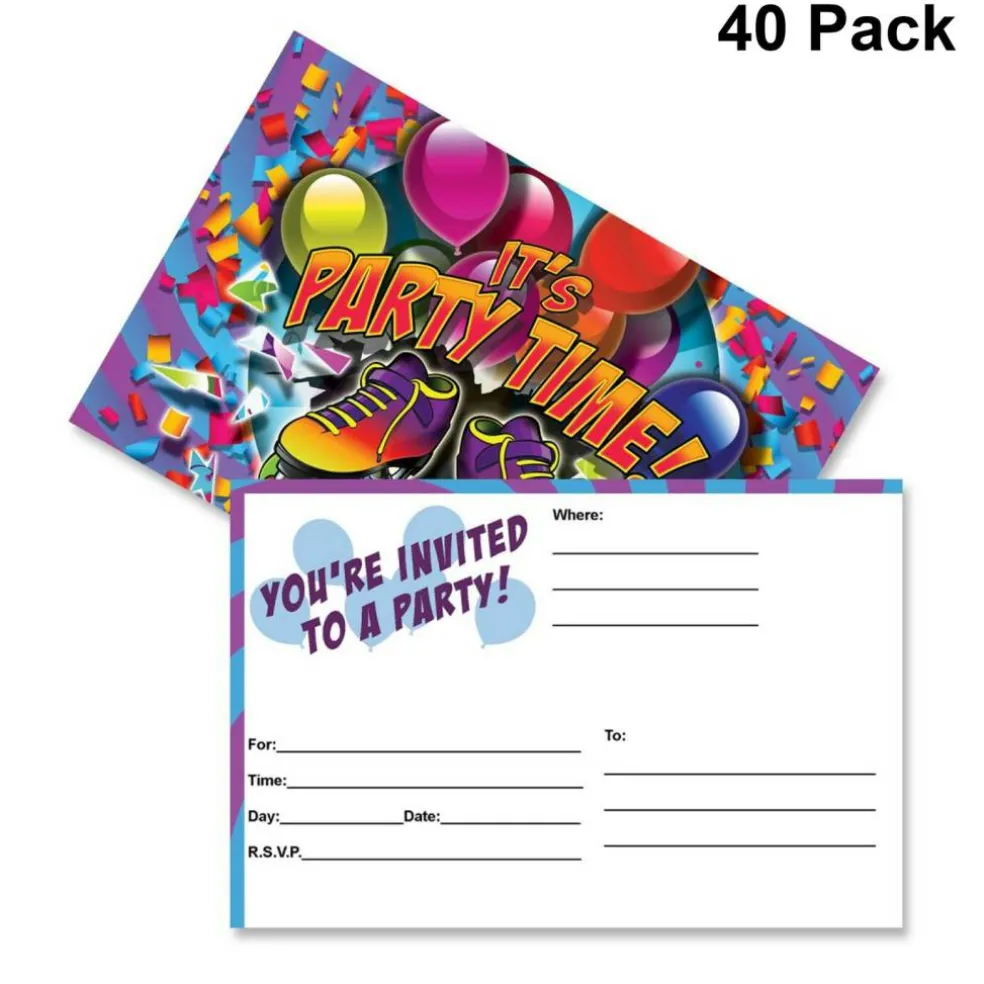 Plastic wrapped Postcard Invitations | Party Time Skate 4 x 6 | RAHEEV®