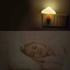 Plug in LED Night Light Sensor, Cute Mushroom Wall Lamp with Automatic On Off Light Control, Energy Saving Warm White Nightlight for Bedroom Bathroom Kids Room Kitchen Hallway Stairs