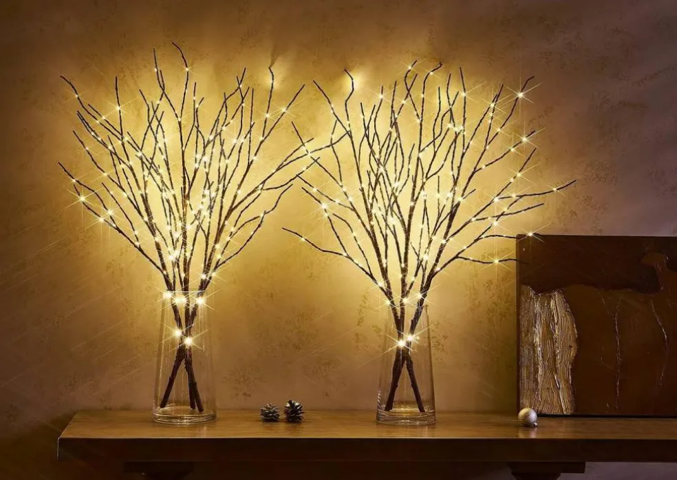 Plug in Lighted Branch with Fairy Lights - 150 LED, Brown (32 Inch)