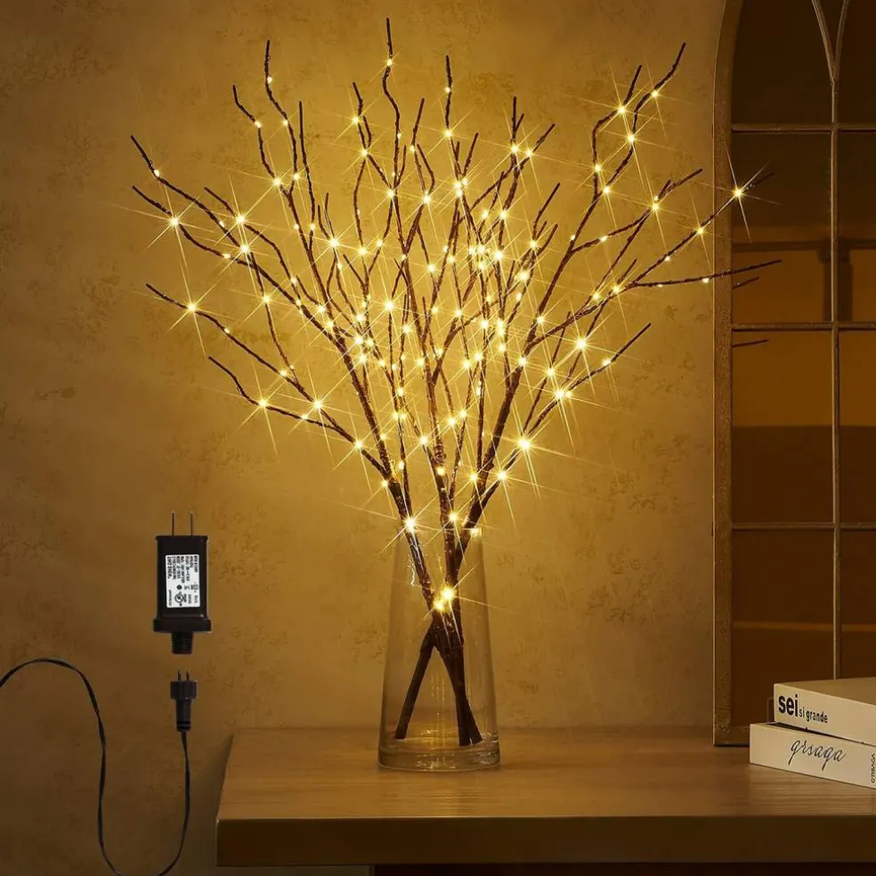 Plug in Lighted Branch with Fairy Lights - 150 LED, Brown (32 Inch)