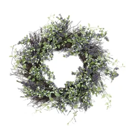 22" Plum Purple & White Berry Wreath
